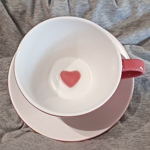 STARBUCKS 2005 Pink Heart Coffee/Tea Cup With Saucer Plate. Collectibles..